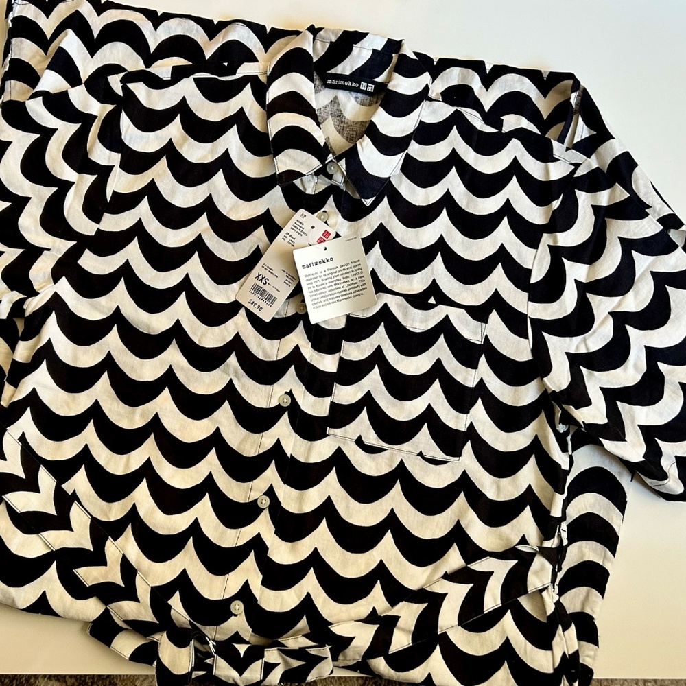 Marimekko x Uniqlo Bold Wave Print Shirt Dress XXS - Picture 4 of 4